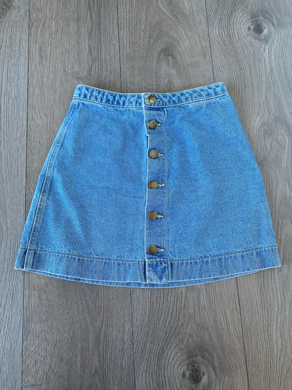 American Apparel Button-Front Denim Mini Skirt